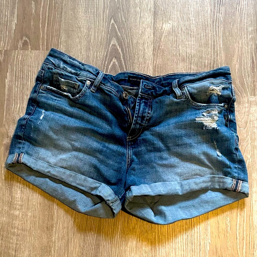 Silver stretch Jean shorts size 31
